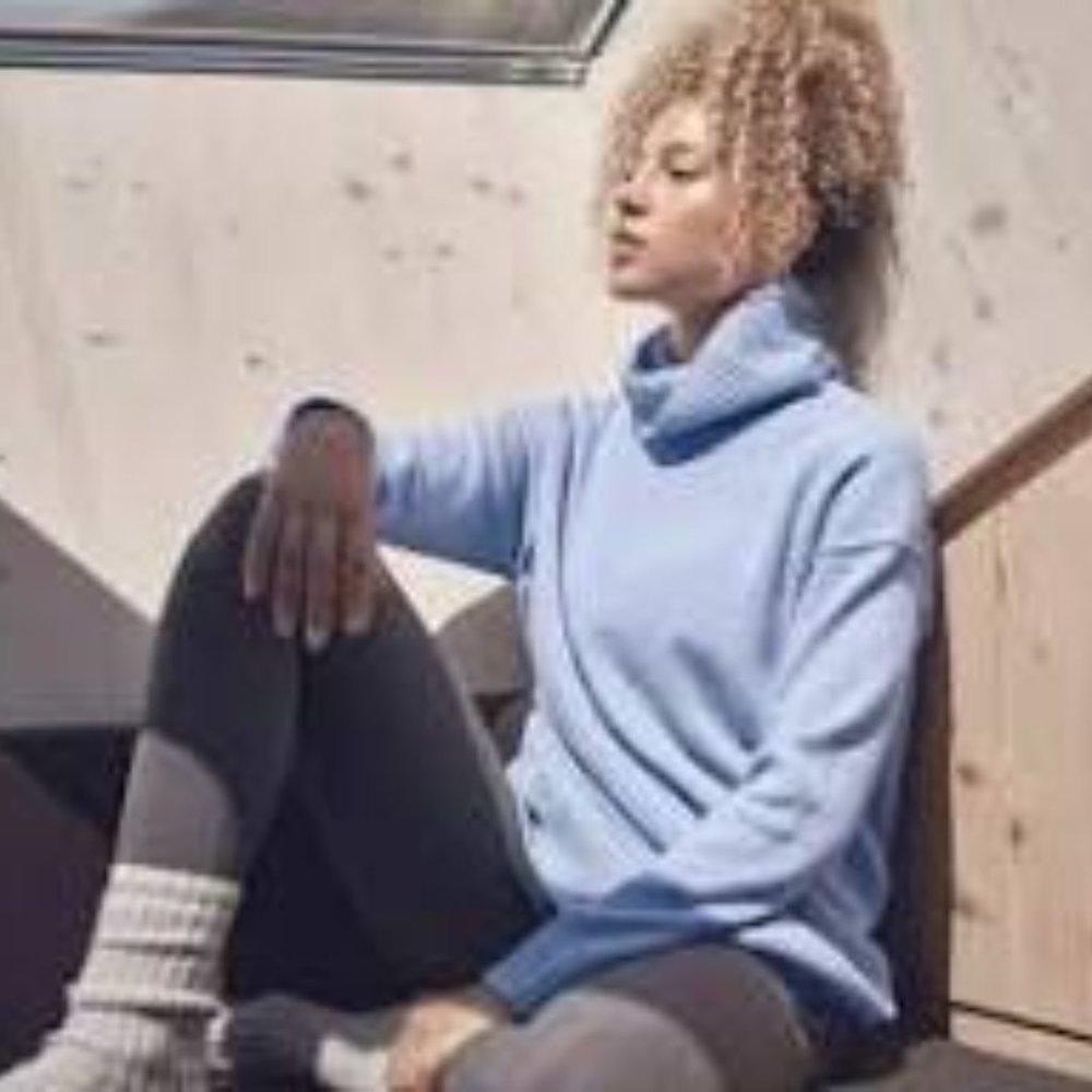 GUC Athleta Periwinkle Bayshore Wool Cashmere Sweater Cowl neck Tunic - size XS